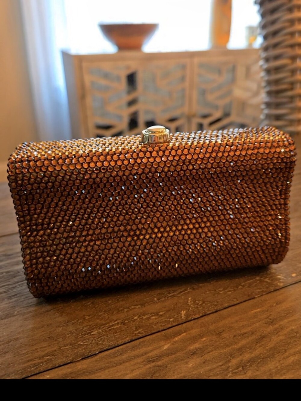 NWT Judith Leiber Swarovski Crystal Curve Bag with Gold Detatchable Chain